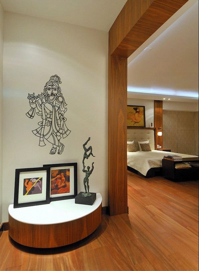 WallDesign Elegant Krishna Metal Painted Effect Wall Sticker Black Colour (Small) - 15 inch Height by 8 inch Width - Image 2